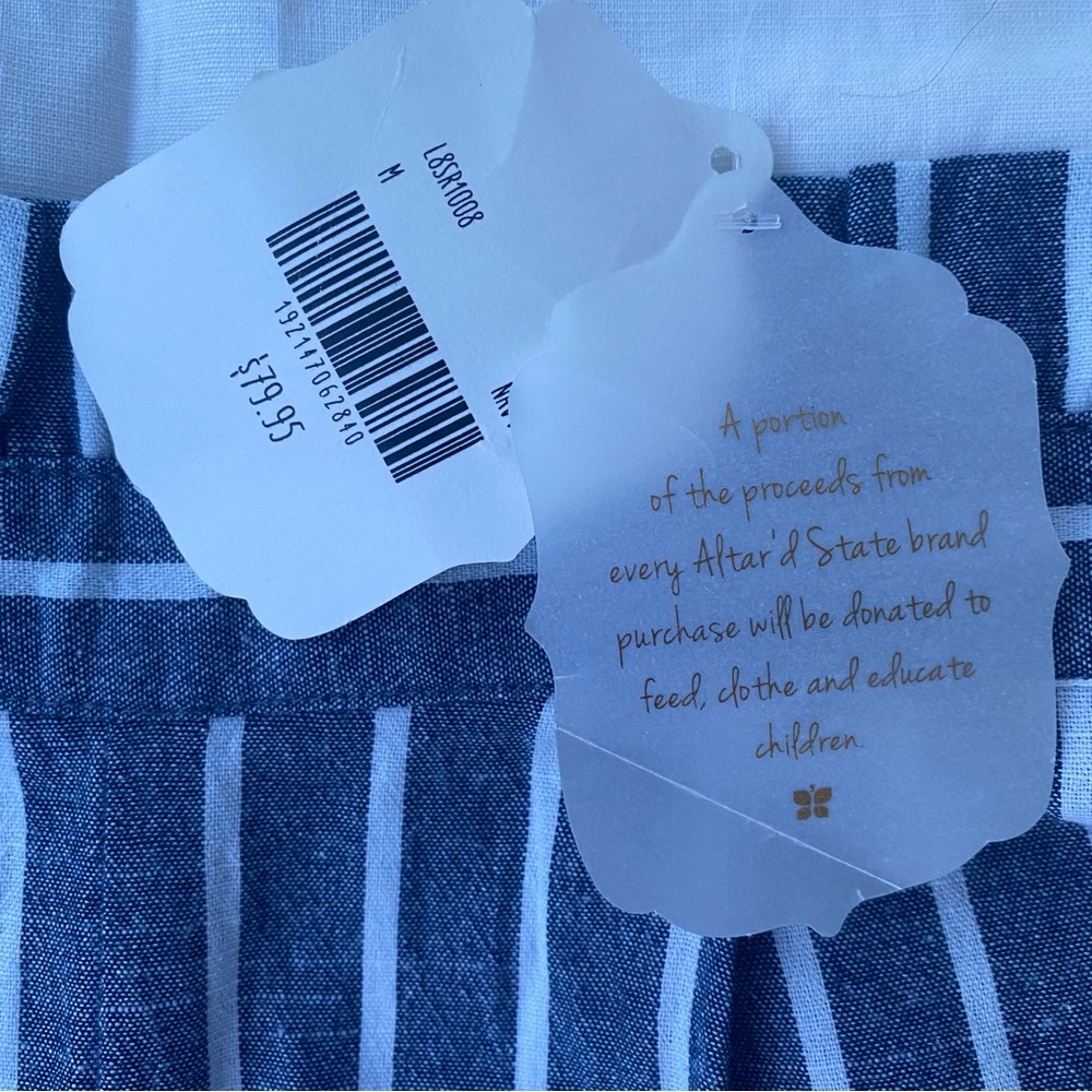 NWT Altar’d State Striped Pant Wide Leg Jumpsuit in Blue & White / Medium - Picture 3 of 12